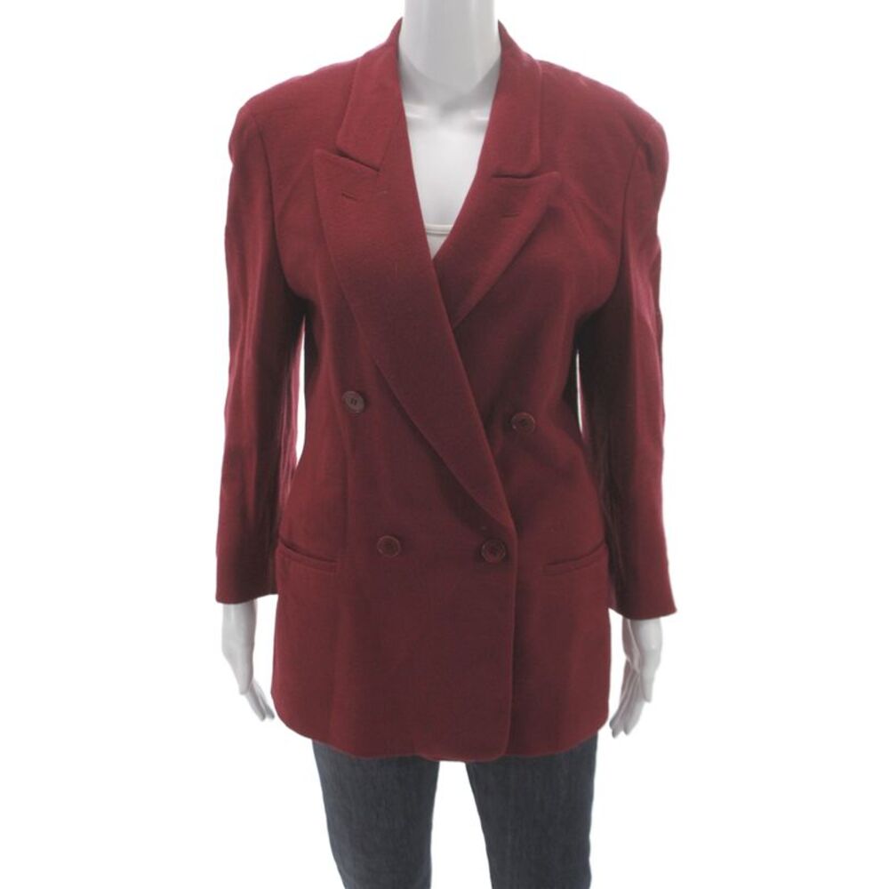 Basile Women Red Wool Basic Jacket Button Closure Size 42